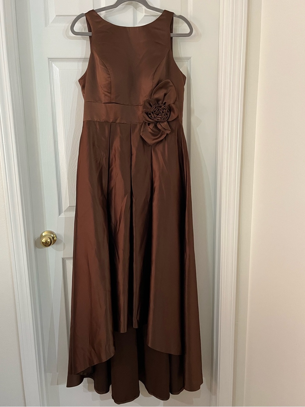 Chocolate Brown Taffeta Formal Dress with Adjustable Corset Lace-Up Back